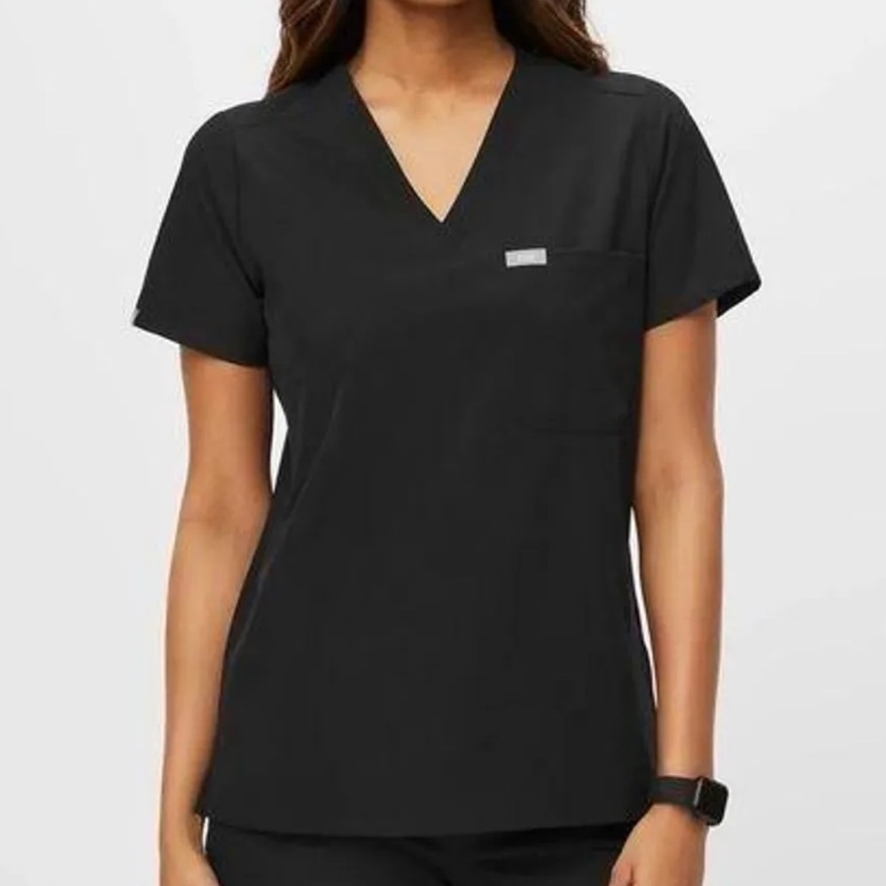 Figs // Caterina One Pocket Black Scrub Top